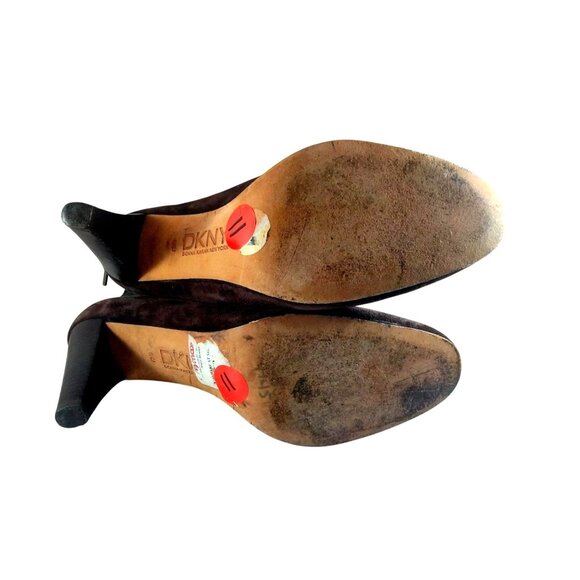 DKNY Women's Size 11 Brown Suede & Leather Ankle Boots With Back Zipper Closure - Picture 6 of 10